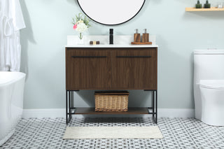 40 inch Single bathroom vanity in walnut with backsplash