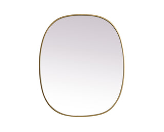 Metal Frame Oval Mirror 30x36 Inch in Brass