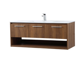 48 inch  Single Bathroom Floating Vanity in Walnut Brown