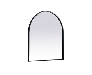 Metal Frame Arch Mirror 27x30 Inch in Black