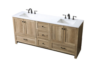 72 Inch Double Bathroom Vanity In Natural Oak