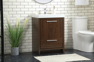 24 inch Single bathroom vanity in Walnut