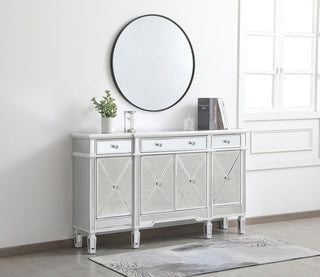 60 inch mirrored credenza in antique white