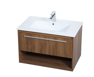 30 inch  Single Bathroom Floating Vanity in Walnut Brown