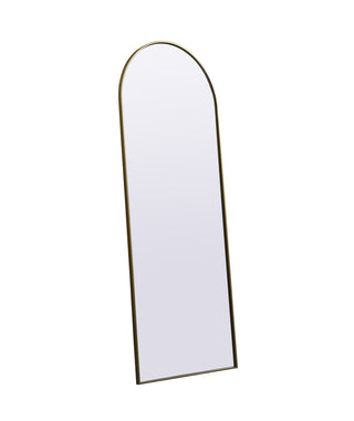 Metal Frame Arch Full Length Mirror 28x74 Inch in Brass