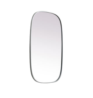 Metal Frame Oval Mirror 24x40 Inch in Silver