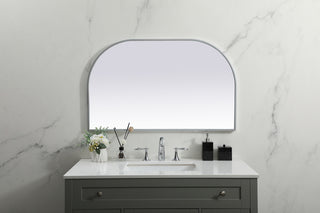 Metal Frame Arch Mirror 39x24 Inch in Silver