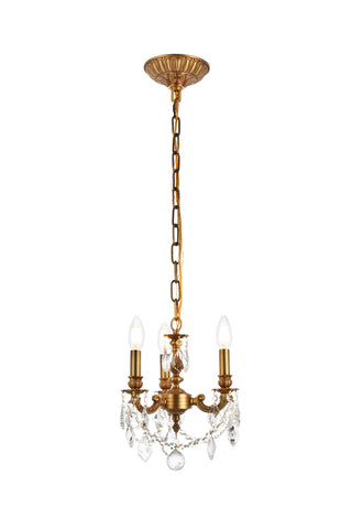 Lillie 3 light French Gold Pendant Clear Royal Cut Crystal