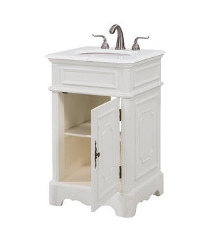 21 inch Single Bathroom vanity in Antique White with ivory white engineered marble