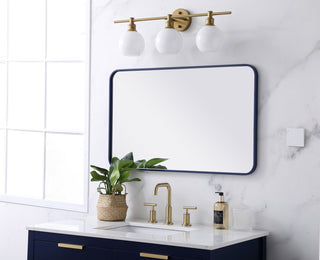 Soft corner metal rectangular mirror 22x36 inch in Blue