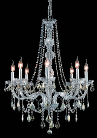 Verona 8 light Chrome Chandelier Golden Teak (Smoky) Royal Cut Crystal