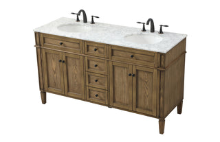 60 inch double bathroom vanity in driftwood