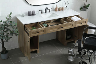 60 Inch ADA Compliant Bathroom Vanity In Natural Oak