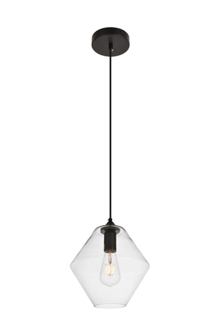 Placido Collection Pendant D9.4 H10.8 Lt:1 Black and Clear Finish