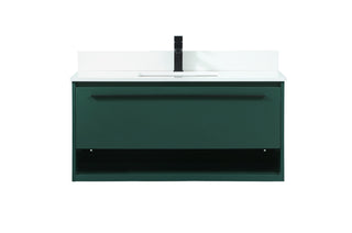 40 inch Single bathroom vanity in green with backsplash