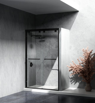 Semi-frameless shower door 48 x 76 Matte Black