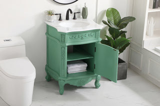 24 inch Single Bathroom vanity in vintage mint with ivory white engineered marble