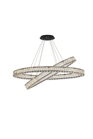 Monroe 48 inch LED oval double ring pendant in black