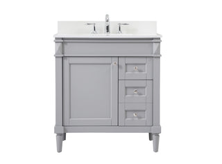 32 inch Single bathroom vanity in grey with backsplash