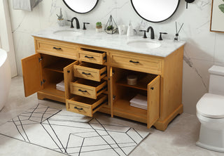 72 inch double bathroom vanity in natural wood