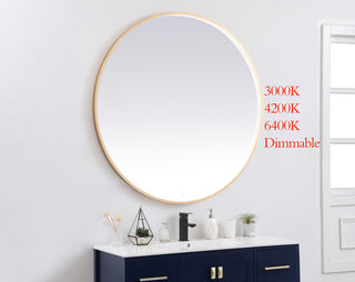 Pier 48 inch LED mirror with adjustable color temperature 3000K/4200K/6400K in brass