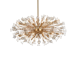 Vera 48 inch crystal starburst oval pendant in gold