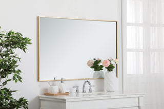 Metal frame rectangle mirror 30 inch in Brass