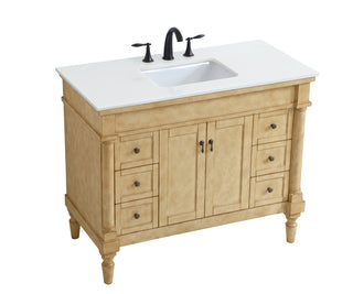 42 inch Single Bathroom vanity in Antique Beige with ivory white engineered marble