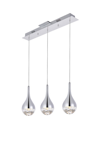 Amherst Collection LED 3-light chandelier 24in x 4in x 9in chrome finish