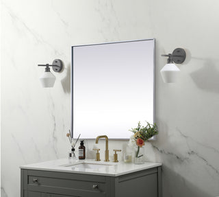 Metal Frame Square Mirror 30 inch in Silver