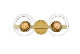 Rogelio 2 light Brass and Clear Bath Sconce