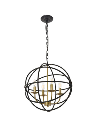 Octavia 4 light Brass and Dark Brown Pendant