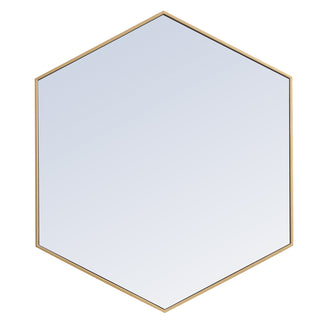 Metal frame hexagon mirror 41 inch in Brass