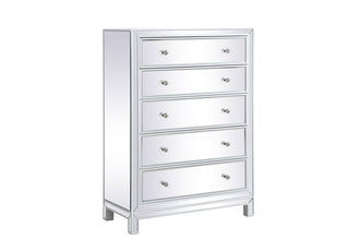34 inch mirrored five drawer cabinet in white