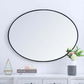 Metal frame oval mirror 40 inch in Black