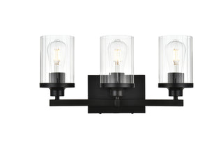 Saanvi 3 light Black and Clear Bath Sconce