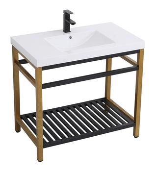 36 inch Single Bathroom Metal Vanity in Golden Black