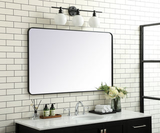 Soft corner metal rectangular mirror 30x48 inch in Black