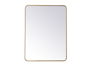 Soft corner metal rectangular mirror 30x40 inch in Brass