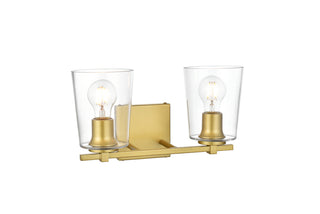 Kacey 2 light Brass and Clear Bath Sconce