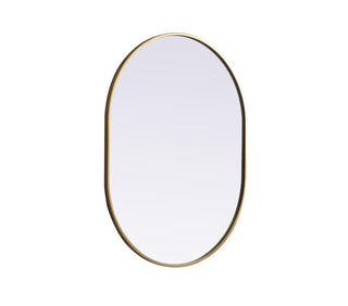 Metal Frame Oval Mirror 30x40 Inch in Brass