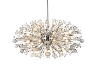 Vera 42 inch crystal starburst oval pendant in chrome