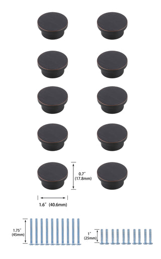 Trovon 1.6" Diameter Oil-rubbed Bronze Oversize Round Knob Multipack (Set of 10)