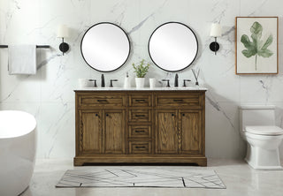 60 inch double bathroom vanity in driftwood