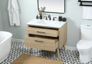 36 inch Single bathroom vanity in mango wood with backsplash