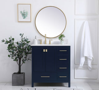 32 inch Single Bathroom Vanity in Blue with Backsplash