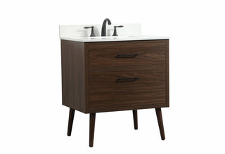 30 inch Single bathroom vanity in walnut with backsplash