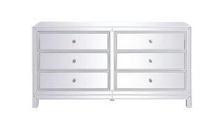 60 inch mirrored six drawer cabinet in white