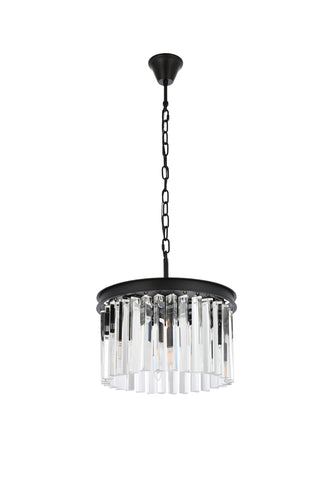 Sydney 3 light Matte Black Pendant Clear Royal Cut Crystal
