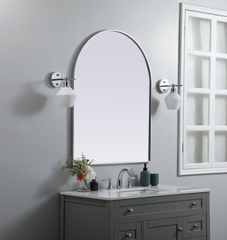 Metal Frame Arch Mirror 33x42 Inch in Silver